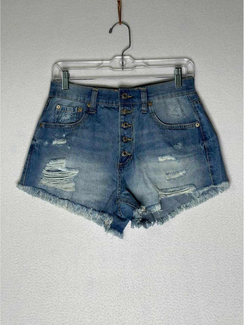 Blue Spice Light Wash Blue Denim Cut Off Shorts Stretchy Waistband Woman's 5